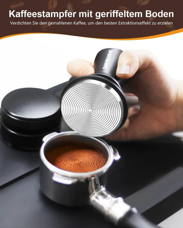 KOFIKOFI 53.3mm Espresso Tamper mit Base Ripple Doppelfeder 30lbs Anpressdruck Kaffee Tamper 304 Ede
