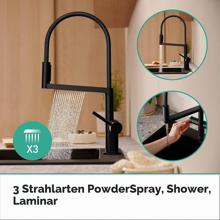 hansgrohe Talis Select M54 PowderSpray Küchenarmatur mit flexiblem Auslauf und Brause, SemiPro, 3 St