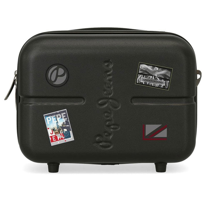Pepe Jeans Chest Kulturbeutel mit Umhängetasche, 29 x 21 x 15 cm, Schwarz, 29x21x15 cms, Anpassbare