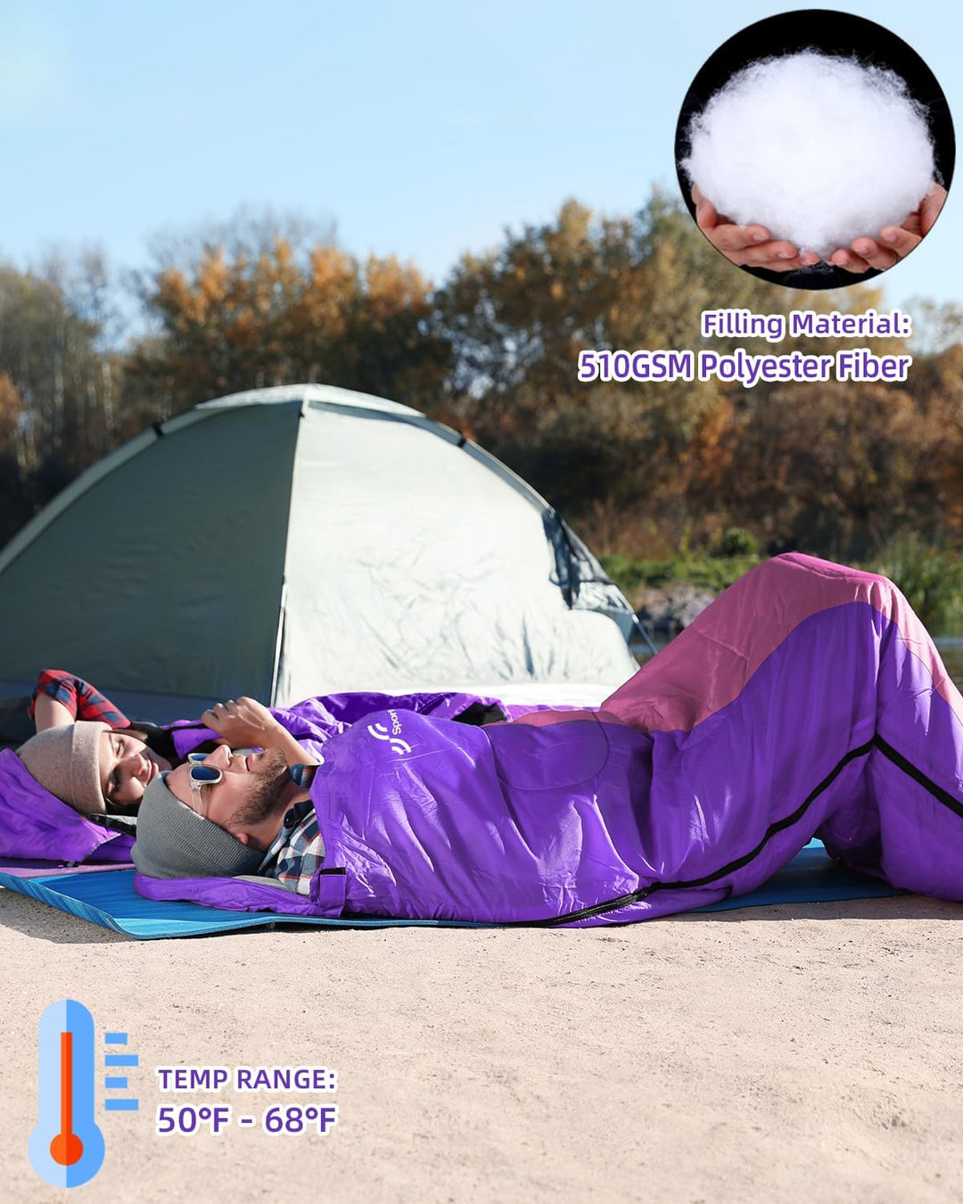 Schlafsack für 3-4 Jahreszeiten: Sportneer Schlafsack Winter Outdoor Sleeping Bag Tragbar Ultraleich