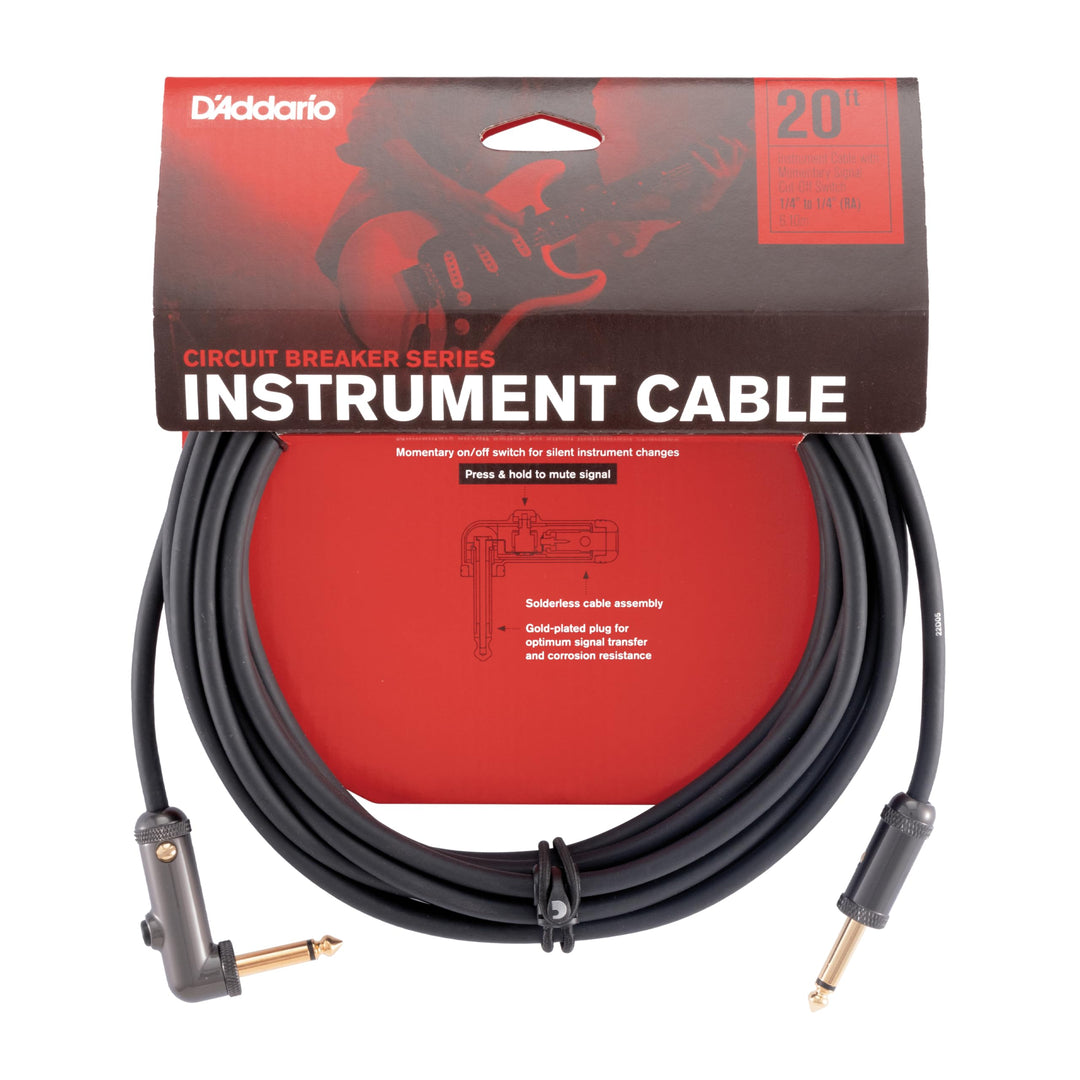 Planet Waves PW-AGRA-20 Custom Series Cables 6,1m (20 Fuss) schwarz 20 Fuss Momentaler rechter Winke
