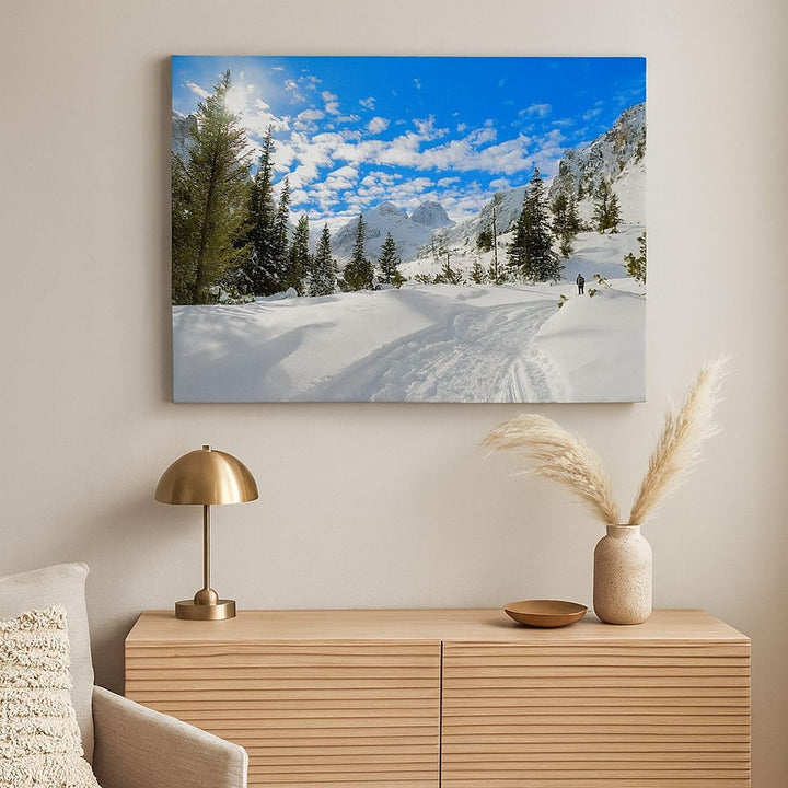 Bilder auf Leinwand 100x70cm Leinwandbild Tal Wolken Lawine Sport Gross Wanddeko Bild Schlafzimmer K