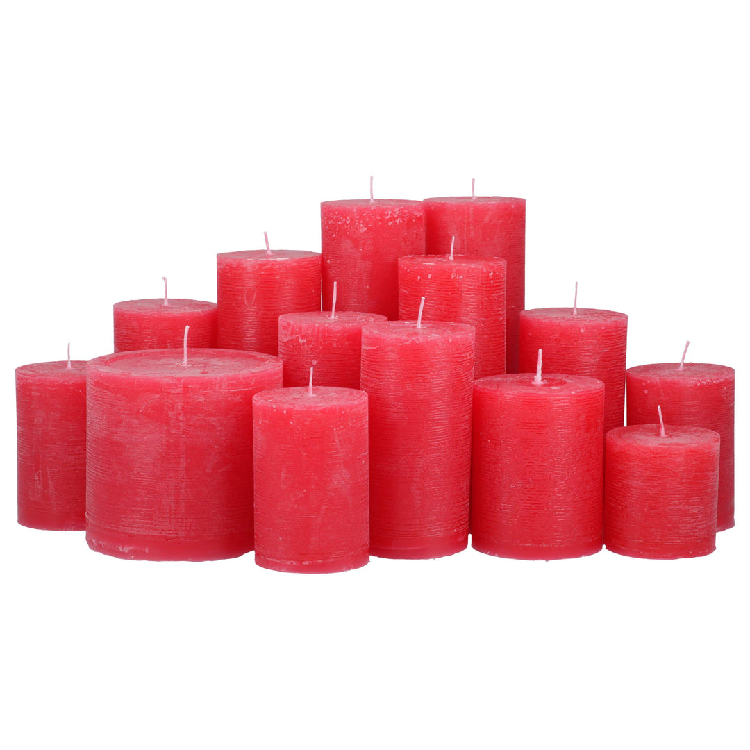 Premium Kerzenset 4,5 kg durchgefärbte Stumpenkerzen von Kerzenwelt 1. Wahl ohne Duft (rot)