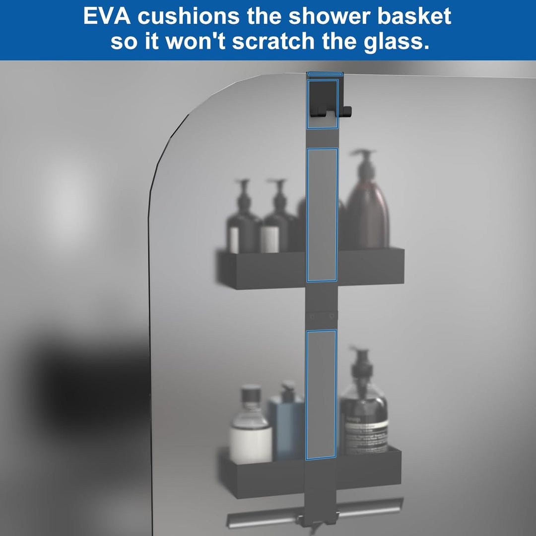 Diwoker Duschablage zum Hängen, Duschregal Ohne Bohren für Rahmenlos Glastür, Badezimmer Organizer S