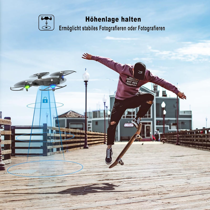 Wipkviey T26 Drohne mit Kamera 1080P, RC Faltbare FPV Quadcopter mit 2 Batterien, 26-30 Min. Flug, 3