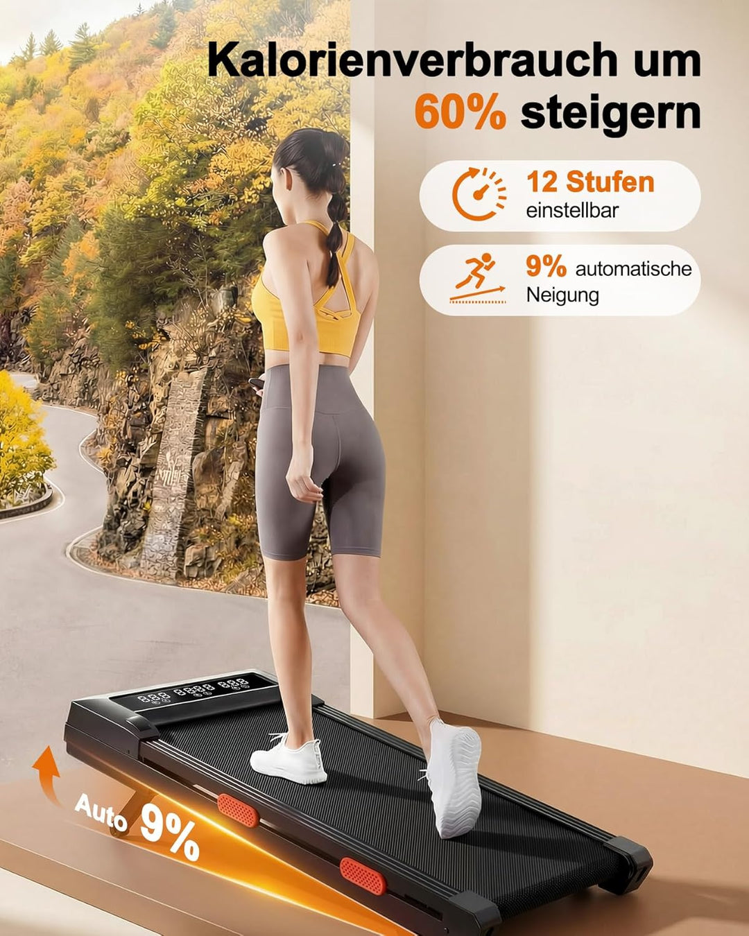Raceable Walking Pad mit Steigung, Lacuffy Laufband für Zuhause mit APP-Steuerung, unter dem Schreib