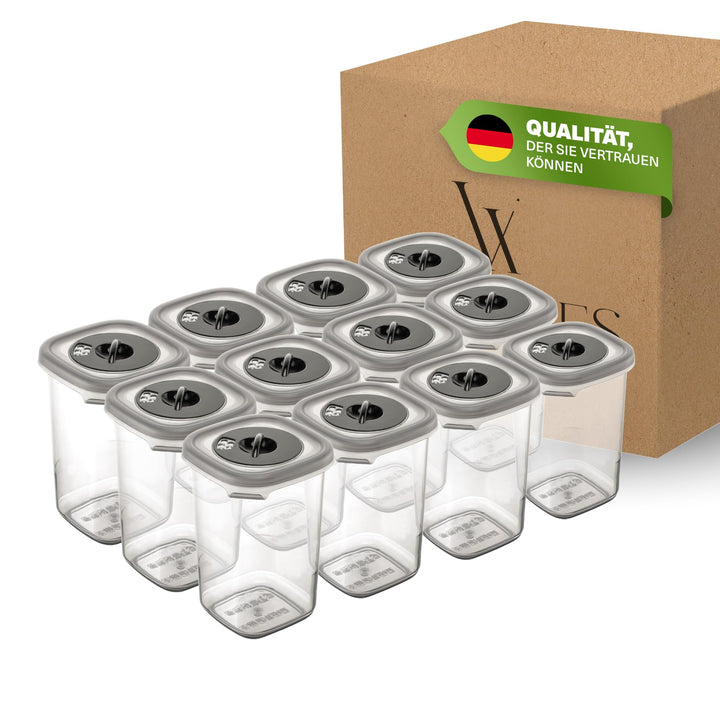 Gewürzdosen Set – 12 Aufbewahrungsdosen mit Streudeckel – BPA-frei, spülmaschinengeeignet, transpare