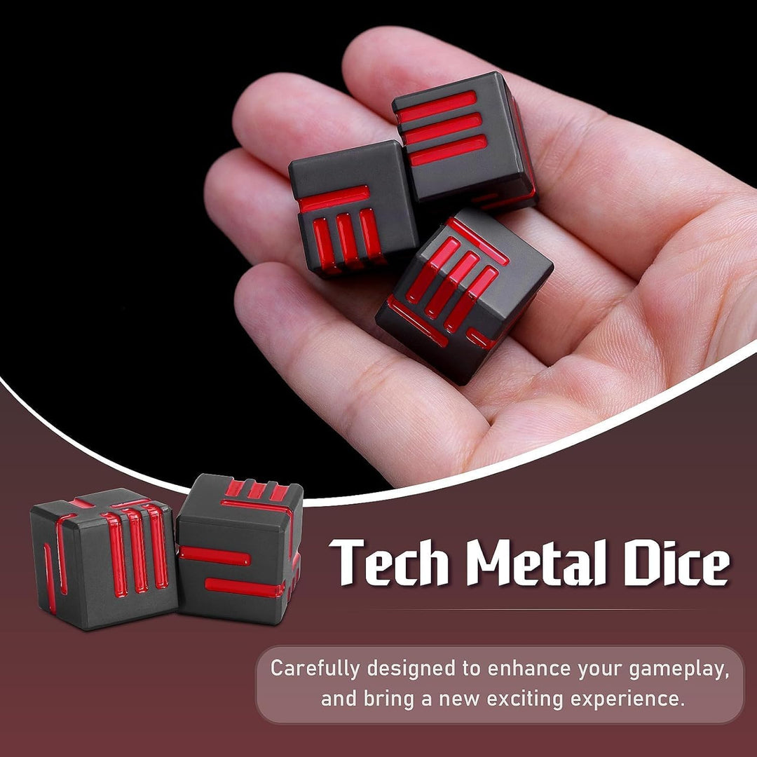 Technologie Metall Würfel, DND Würfel Set 15mm D6 Würfel, ZHOORQI Spielwürfel Neu Gestaltete Konzept