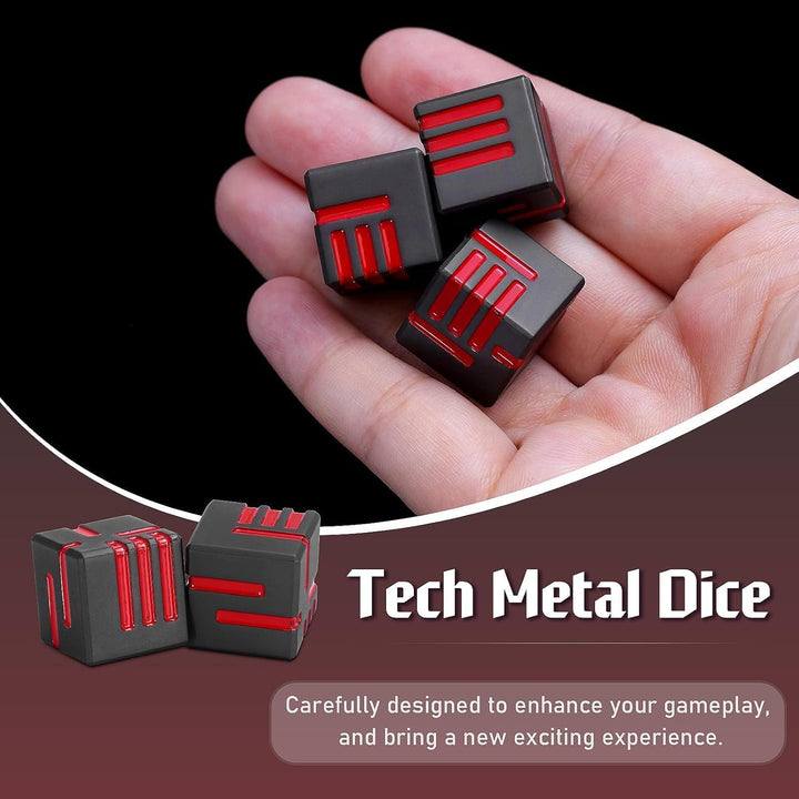 Technologie Metall Würfel, DND Würfel Set 15mm D6 Würfel, ZHOORQI Spielwürfel Neu Gestaltete Konzept