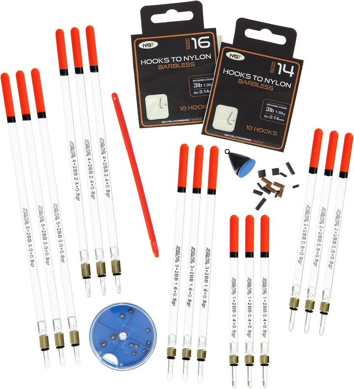 DNA Leisure Angelpose für grobe Angelrute, 3 Stück, 3 m, 1BB-Spule, 3,6 kg Schnur mit Tackle Bits