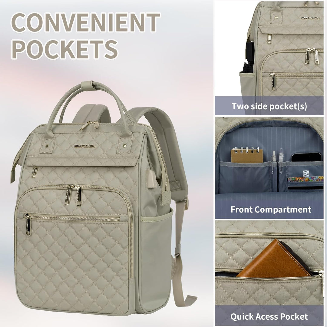 EMPSIGN Rucksack Damen Laptop Rucksack, Beige