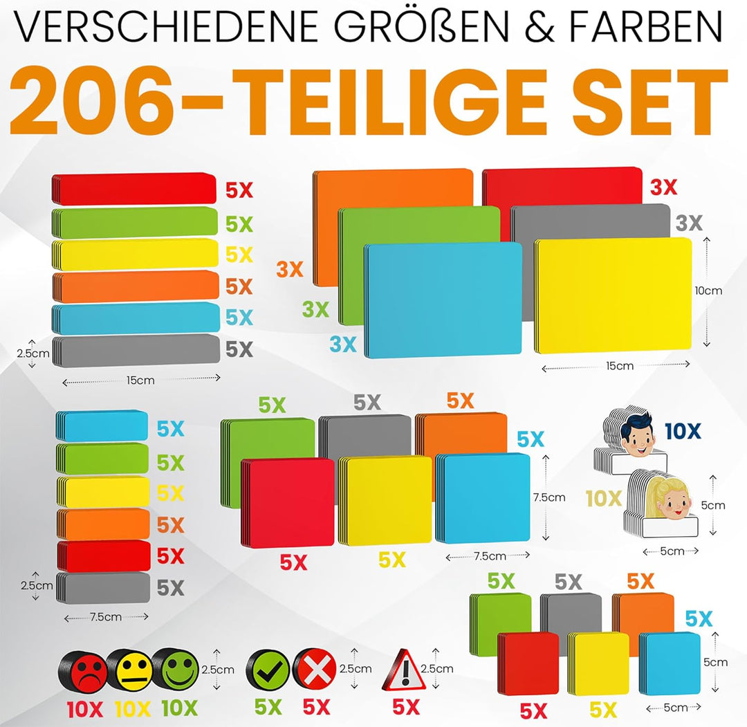 ATWAM 206 Magnetstreifen Beschreibbar Mega Set - Verschiedene Grössen - 6 Farben - Scrum & Kanban -