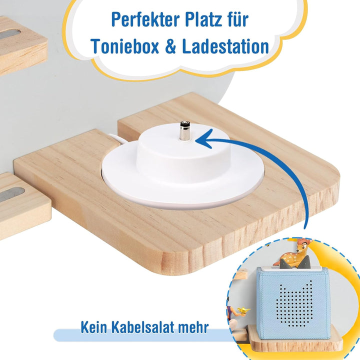 Todeco Tonie-Regal für Toniebox Hörfiguren, mit LED-Lichtleiste, Magnetische Aufbewahrung für 15-20