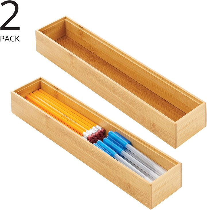 mDesign schmaler Schubladeneinsatz aus Holz – stapelbarer Schubladenorganizer für Bastel- und Bürobe