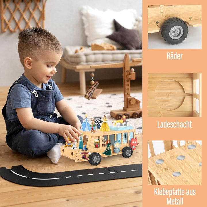 Regal kompatibel für Toniebox 2/1,Tonie Figuren Regal, für Tonies und Toniebox (Wooden SUV with 35Pc