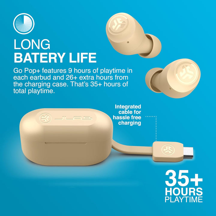 JLab Go Air Pop+ In Ear Kopfhörer kabellos Bluetooth, True Wireless Kopfhörer, 35+ Std. Headphones,