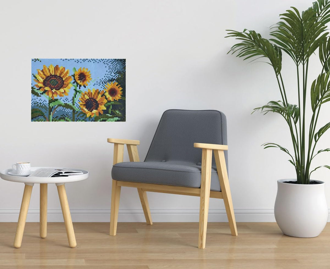Hama Perlen 3608 Grosse Geschenk-Box Sonnenblumen mit ca. 10.000 bunten Midi Bügelperlen mit Durchme