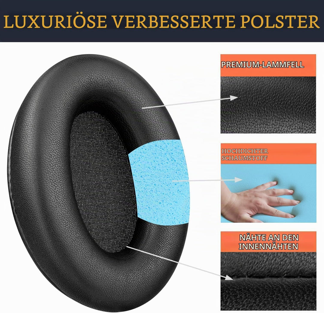 SOULWIT Lammfell Ersatzpolster Ersatz Ohrpolster für Sony WH-1000XM3 (WH1000XM3) Over-Ear Kopfhörer,