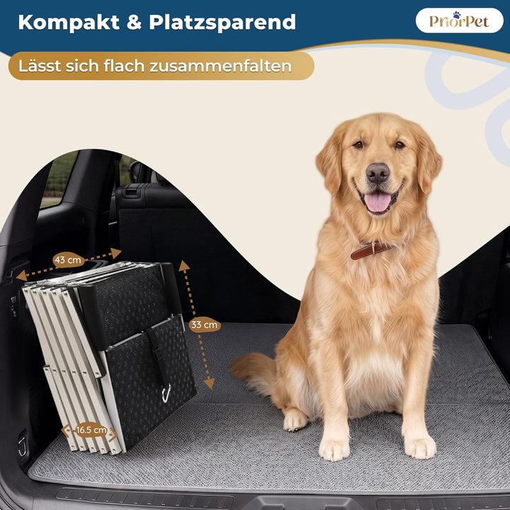 Hundetreppe Auto Klappbar – 4, 5 oder 6 Stufen für niedrige bis hohe Kofferraumhöhen (63–81 cm) – Fü