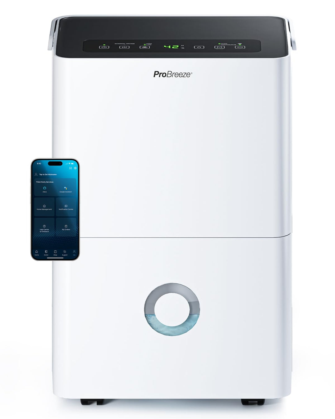 Pro Breeze Luftentfeuchter 30L in 24h Entfeuchtungsleistung - Elektrischer Luftentfeuchter mit WLAN