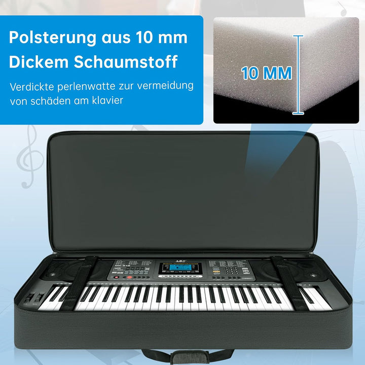 OUUTMEE 61 Keyboard Tasche Zwei Möglichkeiten Zum Tragen,107 x 45 x 16 cm Keyboard Piano Tasche,600D
