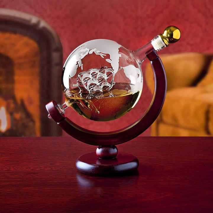 Whiskey Decanter Globe - for Liquor, Scotch, Bourbon, Vodka or Wine - 850ml Single, Single