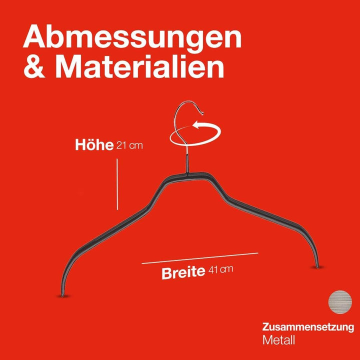 MAWA Kleiderbügel, Set mit 25 platzsparenden und rutschfesten Bügeln, ideal für Hemden und Blusen, m