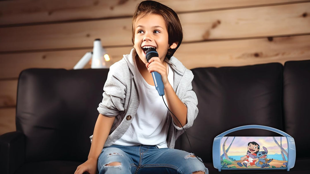 Lexibook, Disney Stitch, Kabelloser Lichtlautsprecher mit Mikrofon, Stereosound, Karaoke-Funktion, U