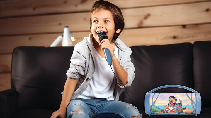 Lexibook, Disney Stitch, Kabelloser Lichtlautsprecher mit Mikrofon, Stereosound, Karaoke-Funktion, U