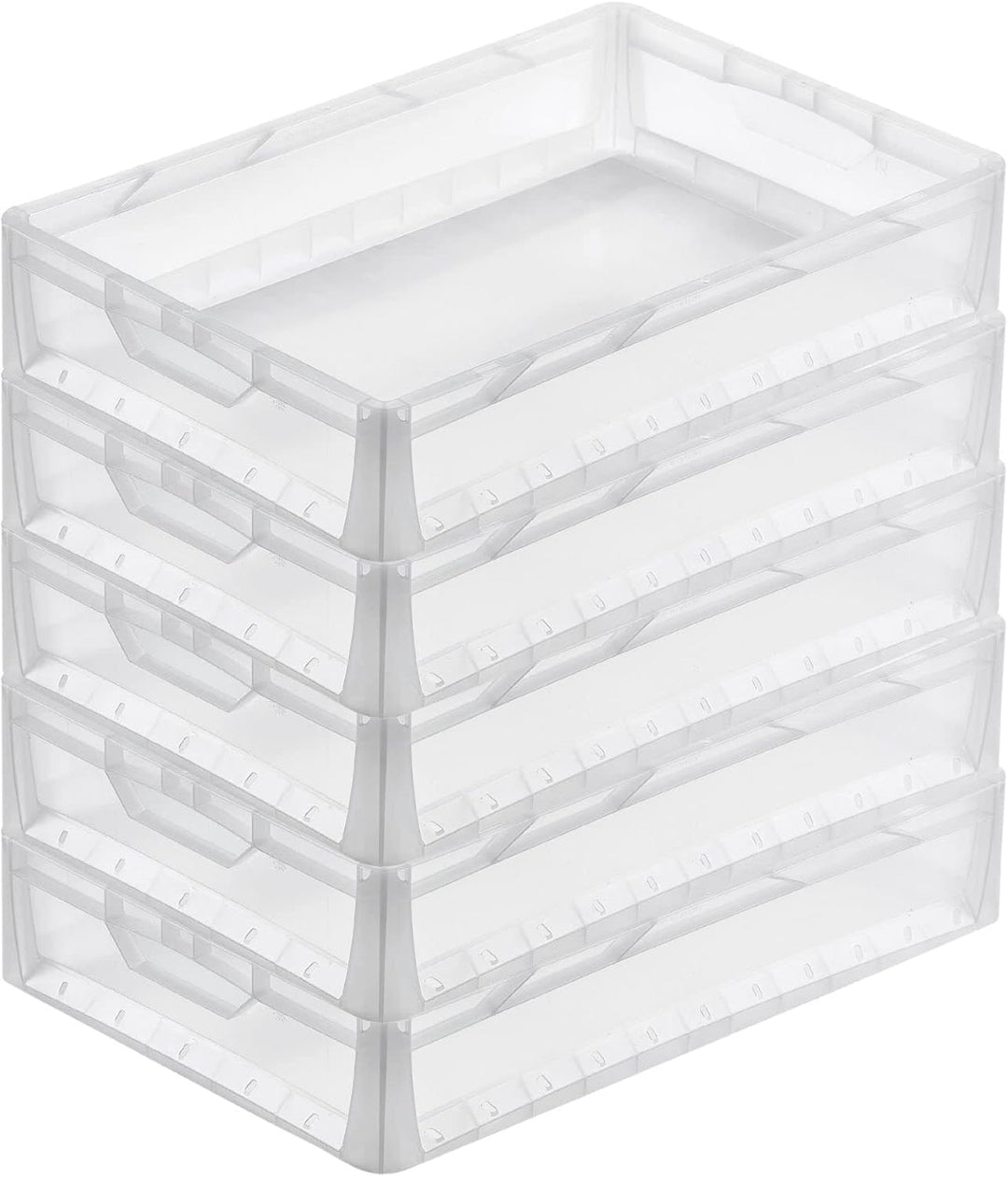PROREGAL SuperSparSet 5x Transparenter Eurobehälter LightLine mit offenem Griff | HxBxT 12x40x60cm |