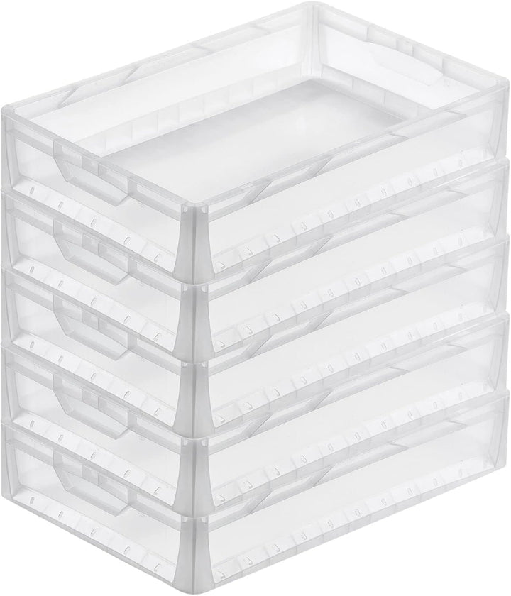 PROREGAL SuperSparSet 5x Transparenter Eurobehälter LightLine mit offenem Griff | HxBxT 12x40x60cm |