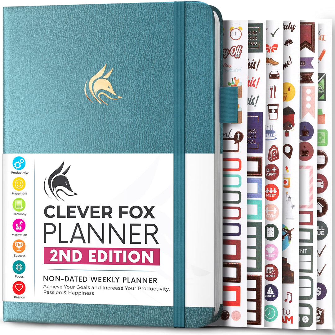 Clever Fox Planner 2. Auflage - Farbenfroher Planer für Wöchentliche und Monatliche Ziele, Zeitmanag
