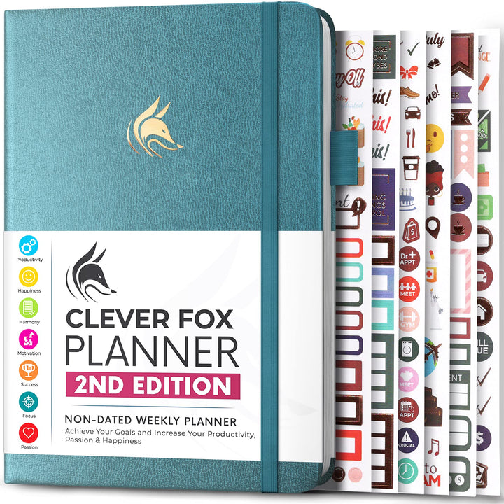 Clever Fox Planner 2. Auflage - Farbenfroher Planer für Wöchentliche und Monatliche Ziele, Zeitmanag