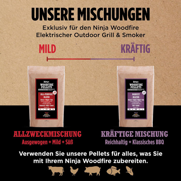 Ninja Woodfire Pellets – Allzweckmischung [XSKOGAPLT2EU] 900g, Offizielle Ninja Woodfire Pellets, XS