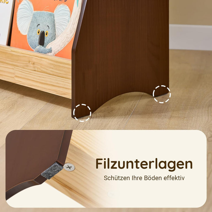 SoBuy Bücherregal Kinder Montessori Kinderregal mit 4 Ablagefächern und 2 Haken Regal Kinderzimmer S