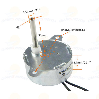 CHANCS Kleiner Synchronmotor TYC-40 12V 5RPM AC Innenwellenlänge 33mm Langsamlauf-Elektromotor 2PCS