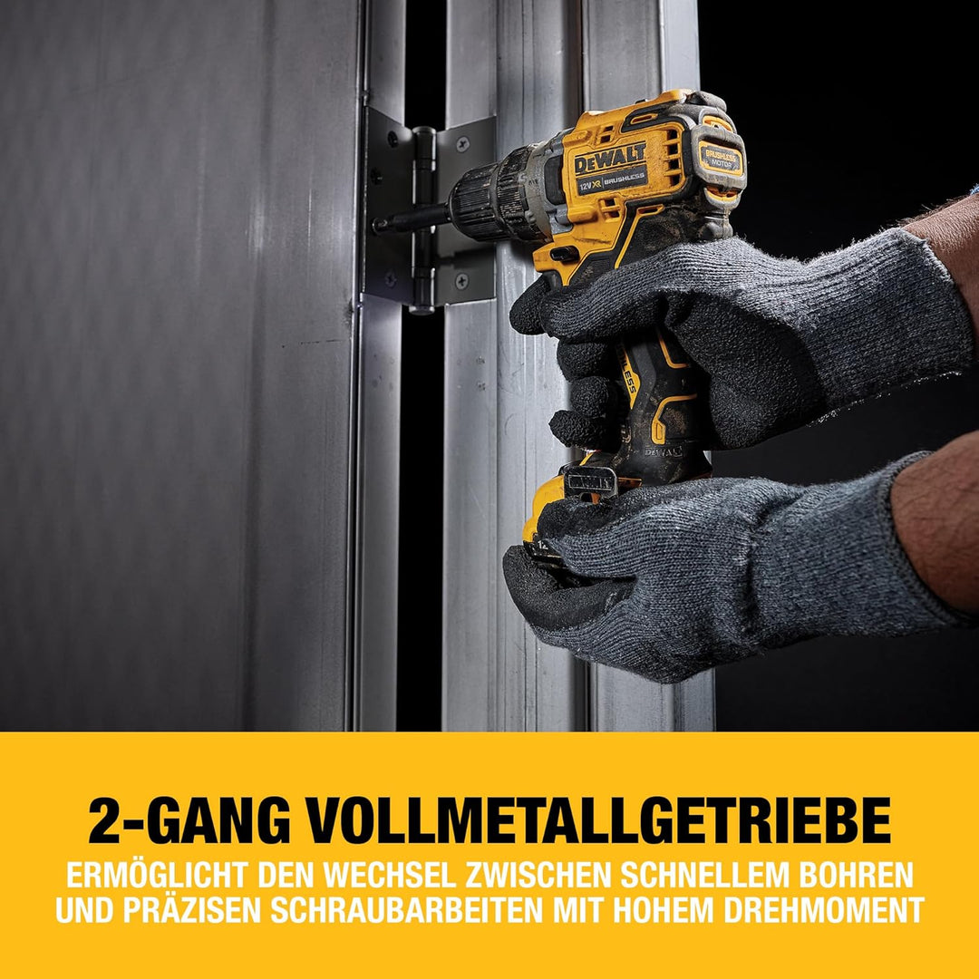 Dewalt 12 Volt Akku Bohrschrauber DCD701D2 (bürstenloser Motor, 15-Stufen Drehmomenteinstellung, 2-G