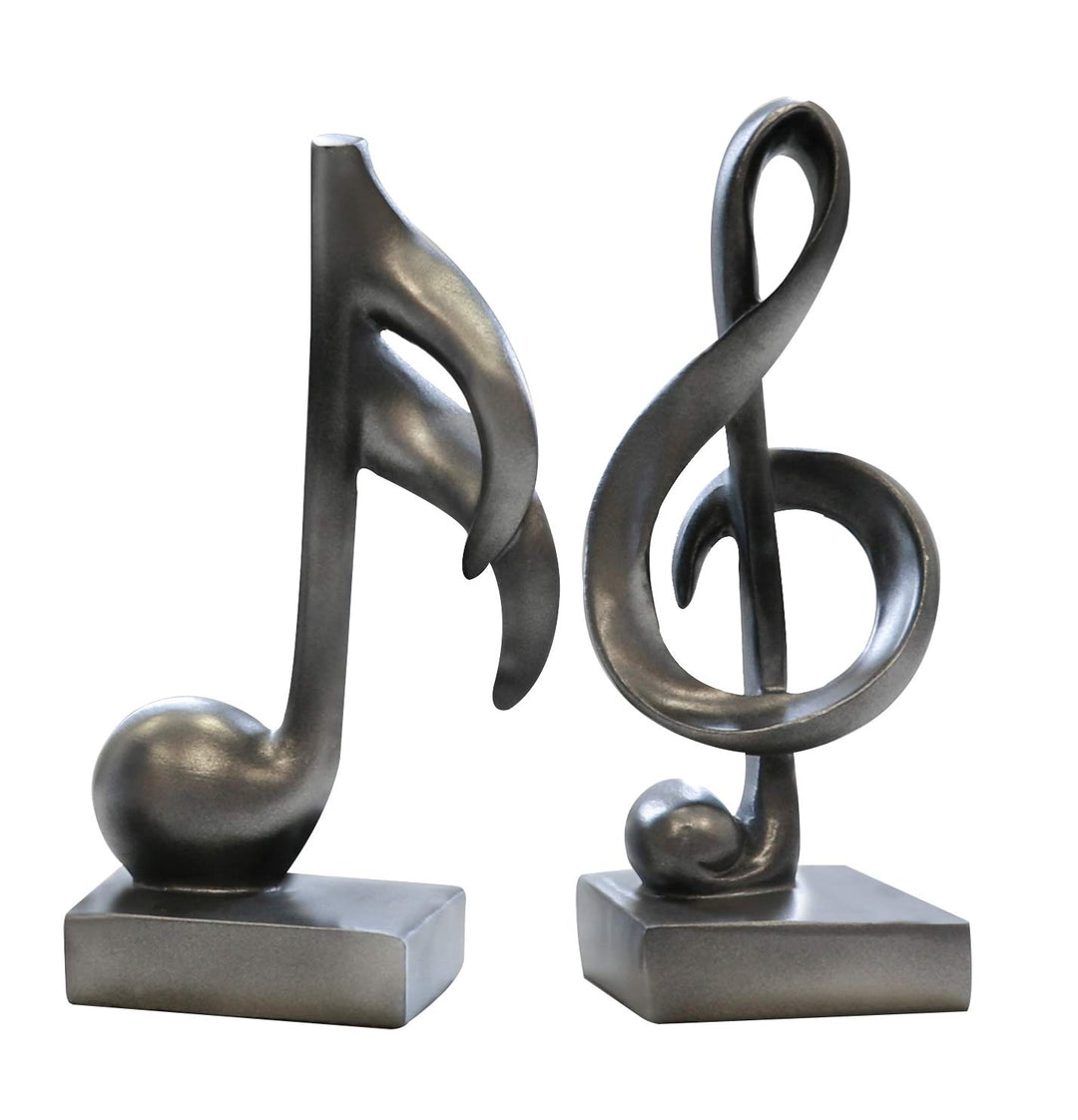 Moderne Skulptur Deko Objekt Music anthrazit Notenschlüssel und Note Poly Höhe 18 cm