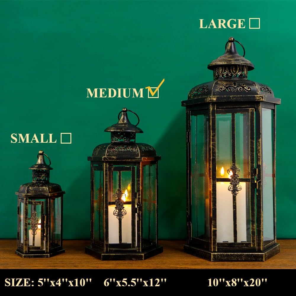 JHY DESIGN Dekorative Laternen 30cm hoch Aussen-Kerzenlaternen Vintage-Metall-Kerzenhalter für Innen