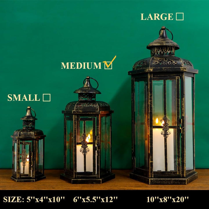 JHY DESIGN Dekorative Laternen 30cm hoch Aussen-Kerzenlaternen Vintage-Metall-Kerzenhalter für Innen