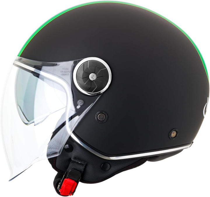 VINZ Neiva Jethelm mit Doppelvisier | Roller Helm mit Italienische Flagge & mit Sonnenblende | In Gr