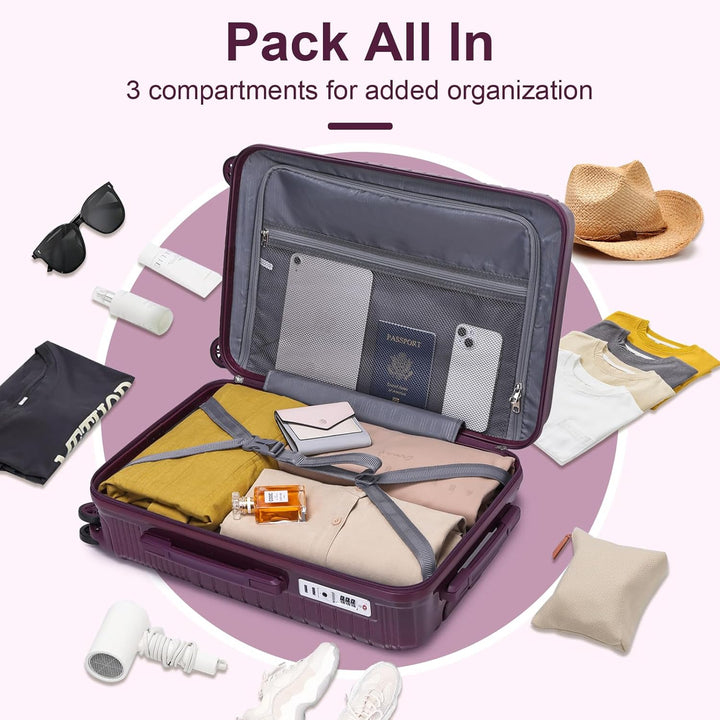 Sea choice Kofferset 4 Teilig Hartschalen Rollkoffer PC Handgepäck Set Beautycase (Nur L Koffer Erwe
