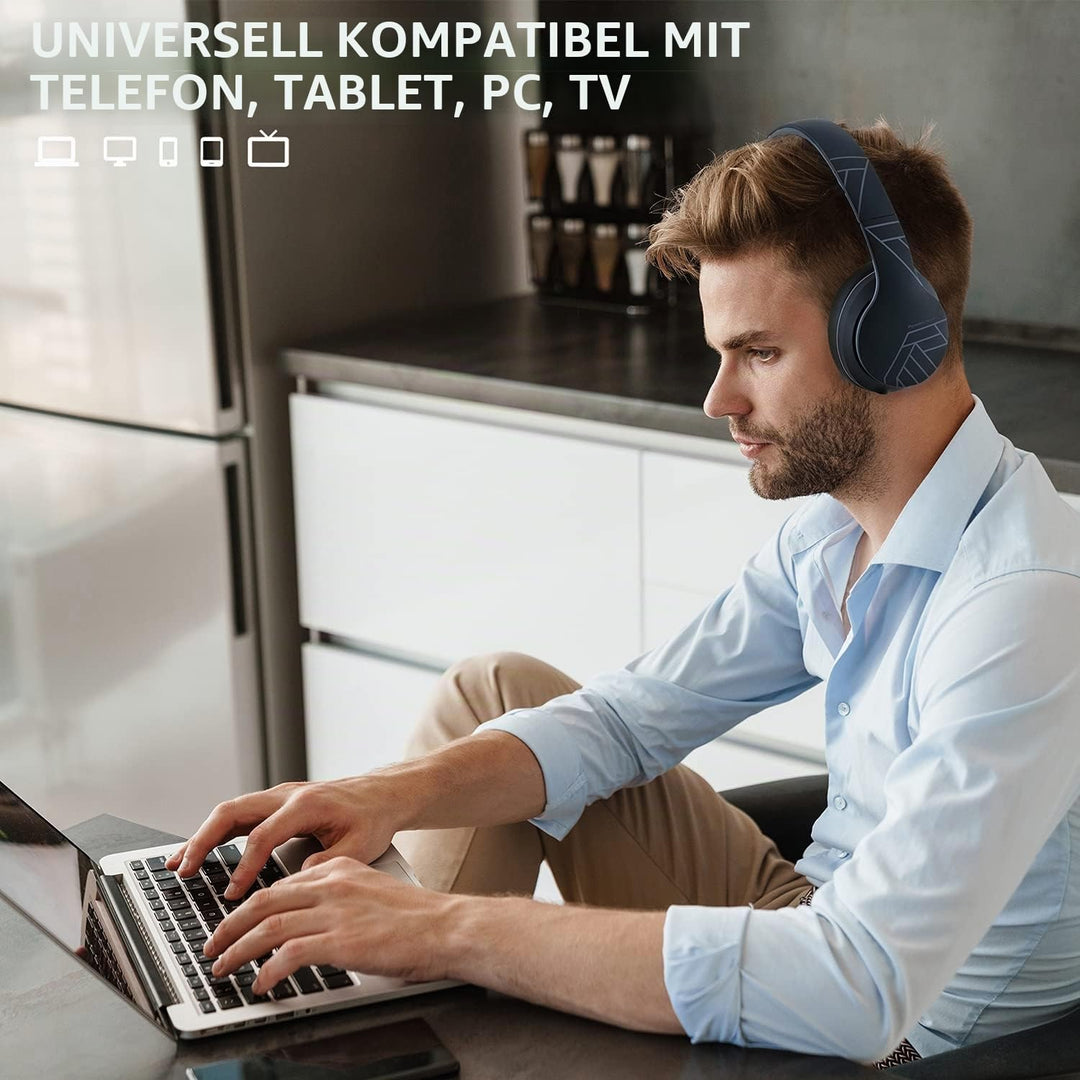 PowerLocus P6 Bluetooth Kopfhörer Over Ear, Over Ear Kopfhörer Kabellos mit Super Bass, 40Std. Spiel