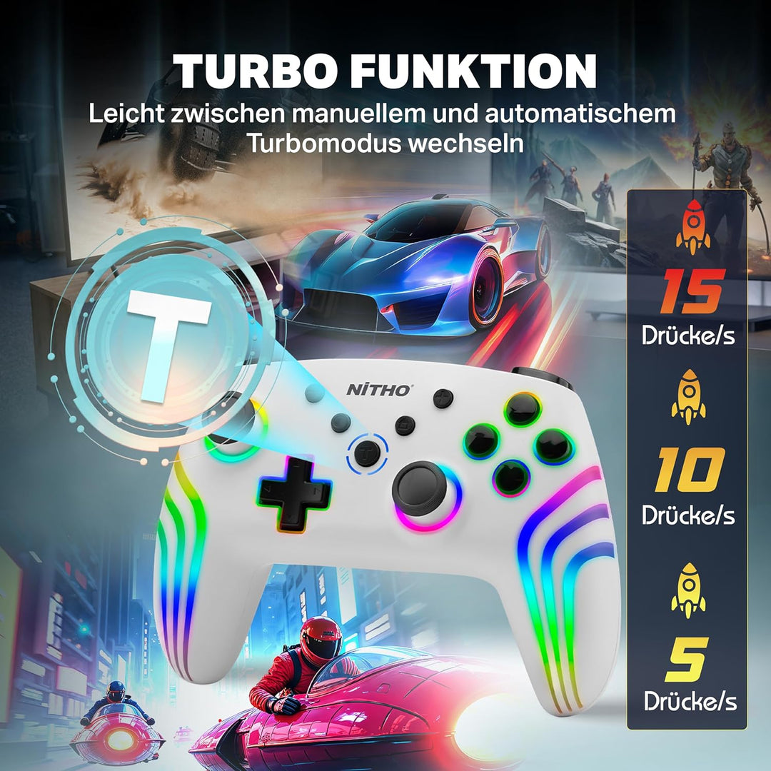 NITHO NEXUS Wireless Controller Kompatibel mit Switch/Switch 2/Lite/OLED/PC/Android, Gamepad mit 6 A