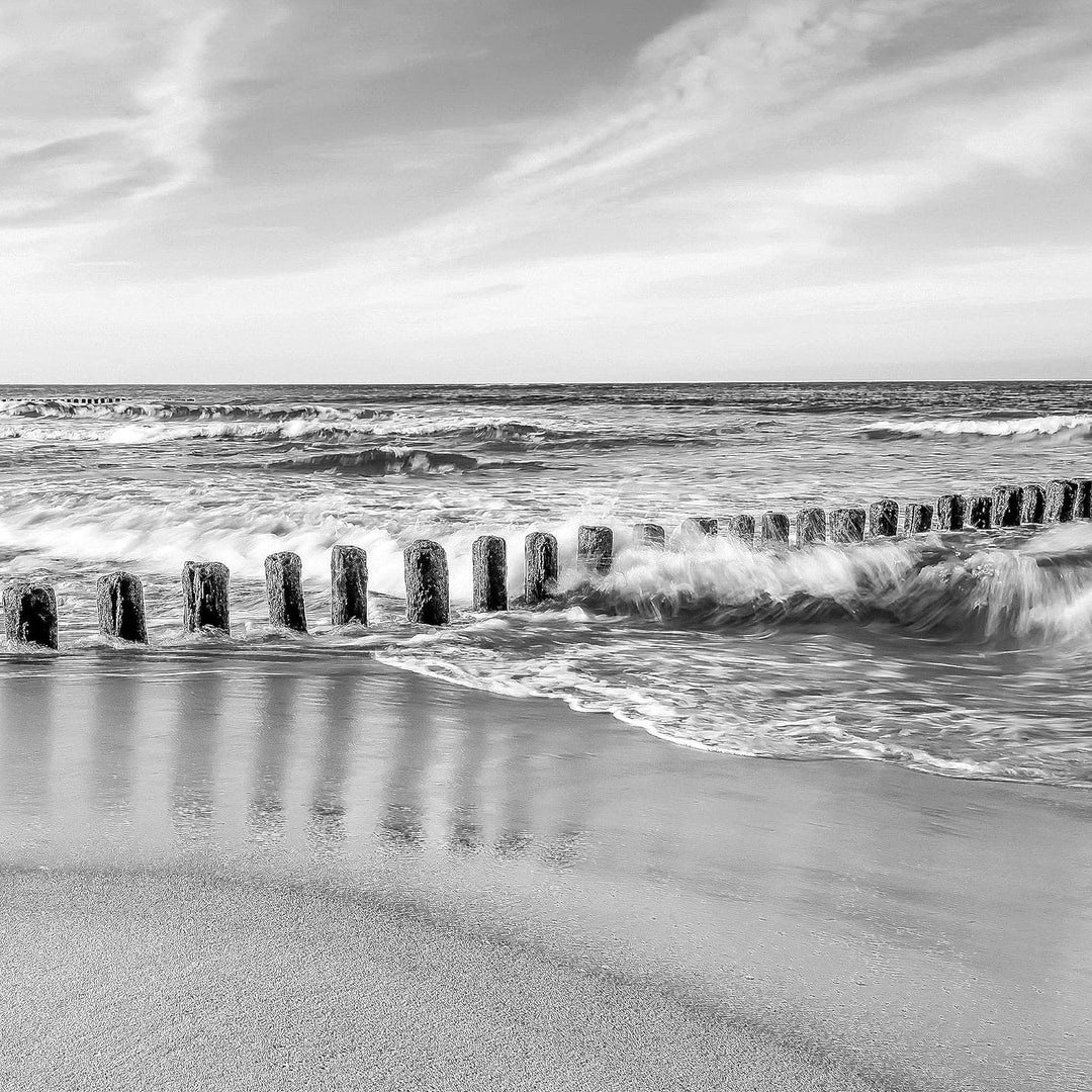 Runa Art Bild Schlafzimmer Wohnzimmer Strand Meer 5 Teilig Panorma Schwarz Weiss Wandbilder auf Vlie