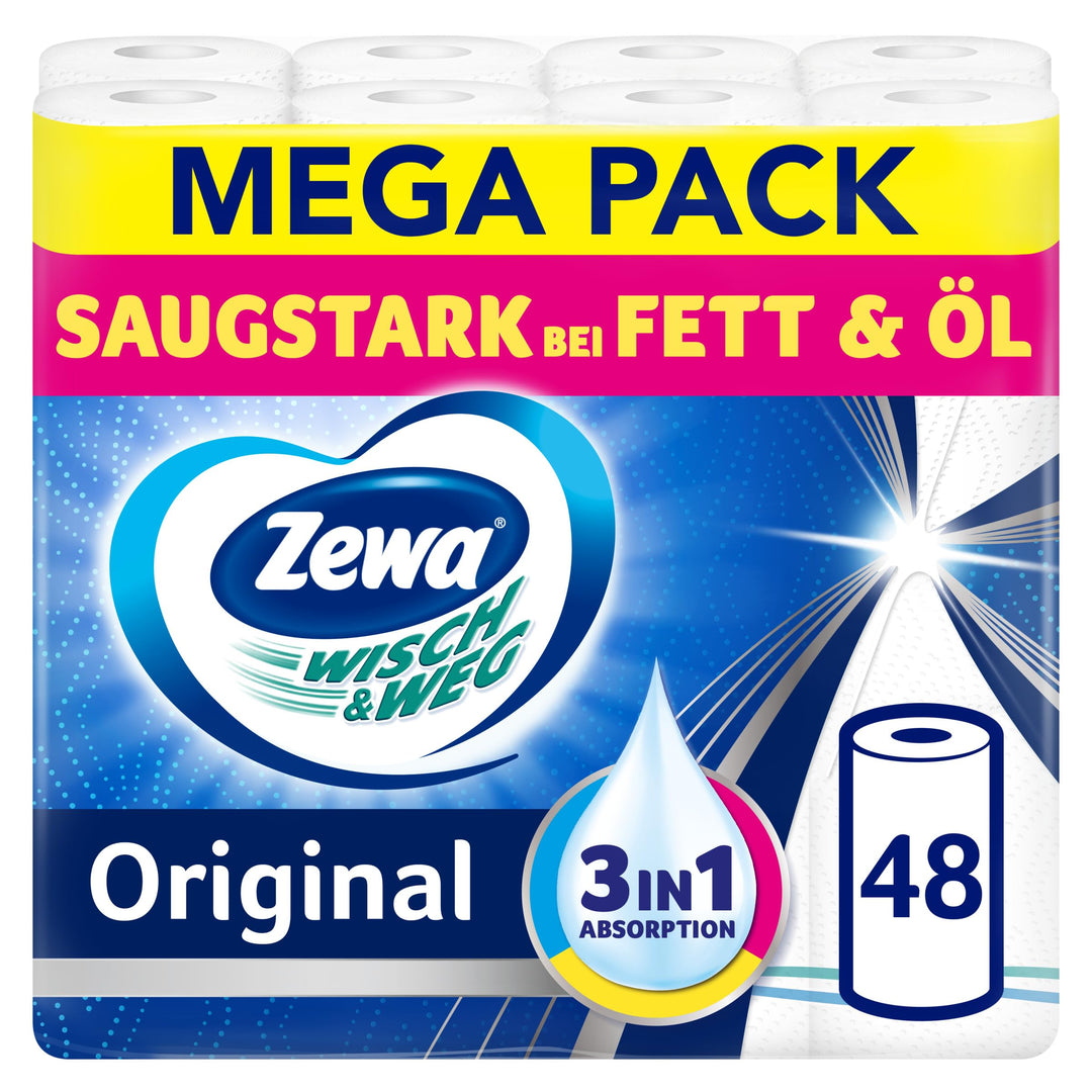 Zewa Wisch&amp;Weg Original Mega Pack, 6 Packungen , 48 Stück (6er Pack) 48 Stück (6er Pack) Origil Küch