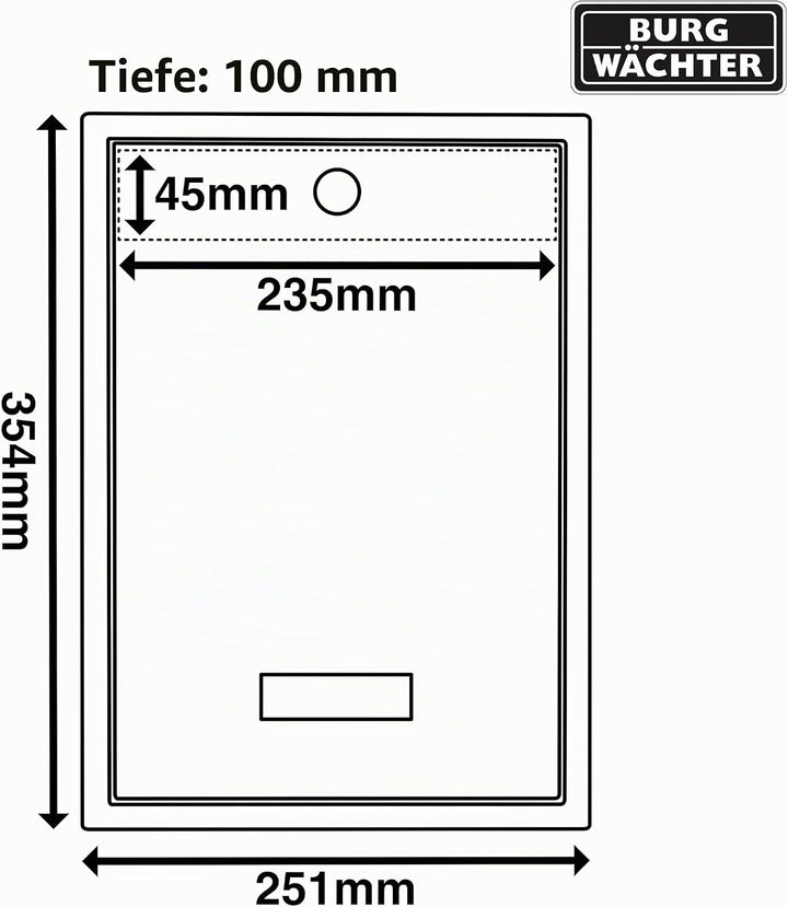 Burg Wächter MB11BK Forth Hintertüre und wandmontierter, abschliessbarer, wetterfester Briefkasten a
