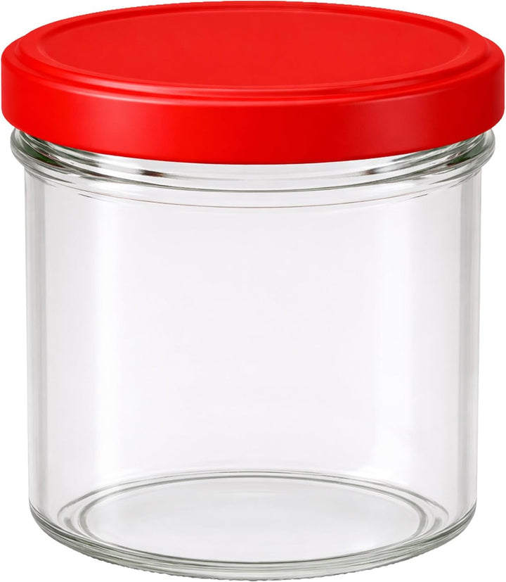 Vitrea 50x Marmeladengläser 125 ml - mit Deckel Rot TO 66 - Einmachgläser zum befüllen mit Schraubde