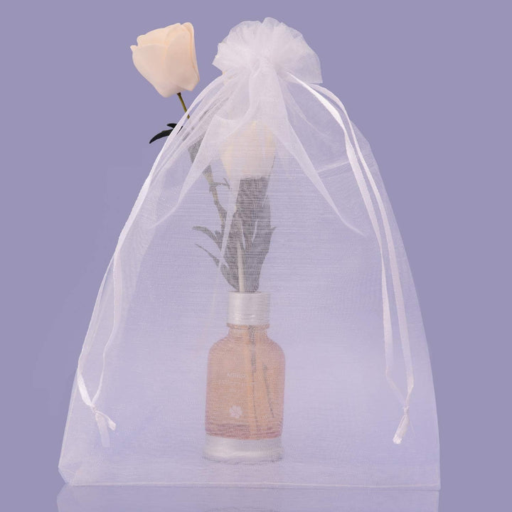 PLECUPE 100 Stück Organzasäckchen, Organzabeutel 25x35 cm, Tunnelzug Hochzeit Säckchen, Schmuckbeute