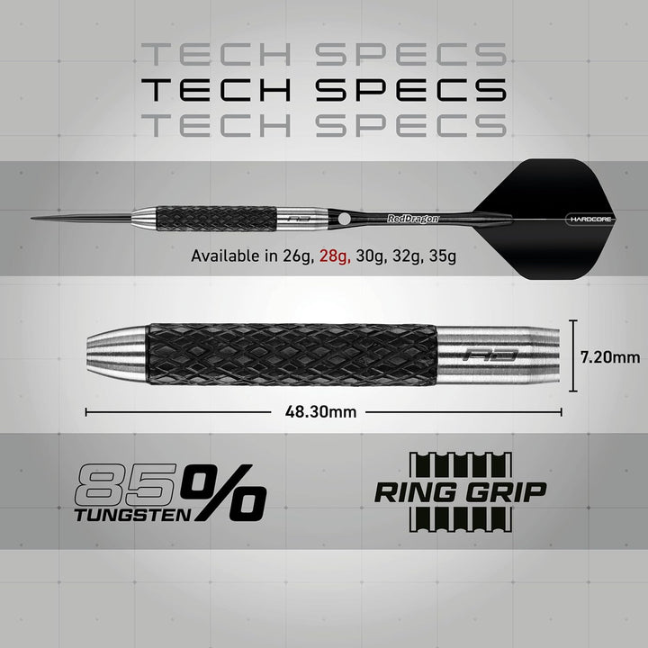 RED DRAGON Rat 26g, 28g, 25g, 30g, 32g oder 35g Tungsten Darts mit Flights und Schäfte 28.0 Gramm, 2